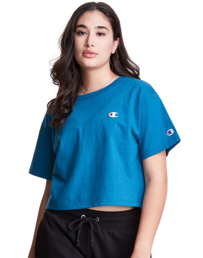 Camiseta Champion Mujer - Heritage Cropped C Logo ( Azules ) 6184259-MZ